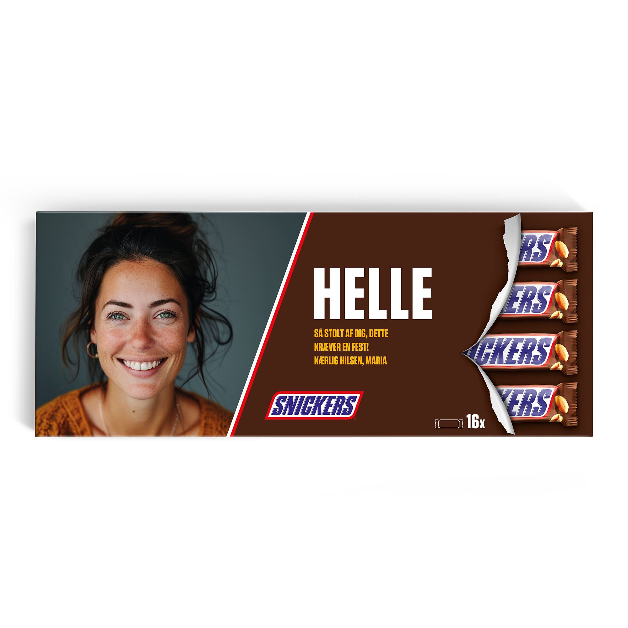 Mega Snickers Chokolade med navn og billede