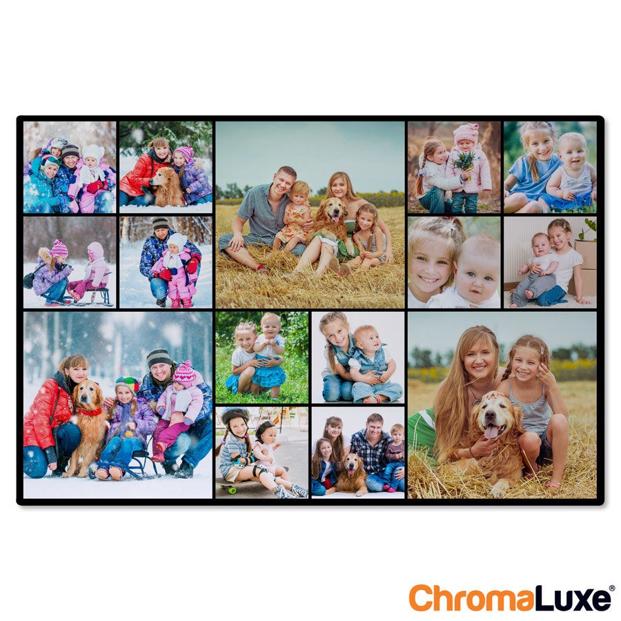 Colagem de fotos personalizada em alumínio Chromaluxe com diversas fotos do Instagram.