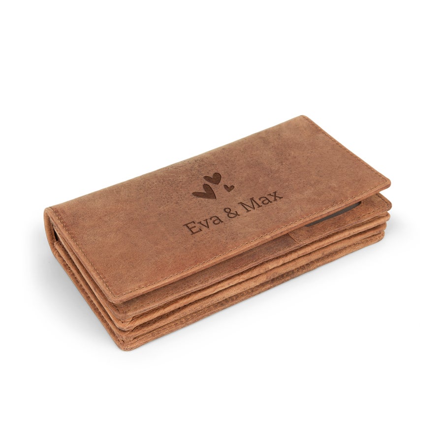 Personalised leather purse discount