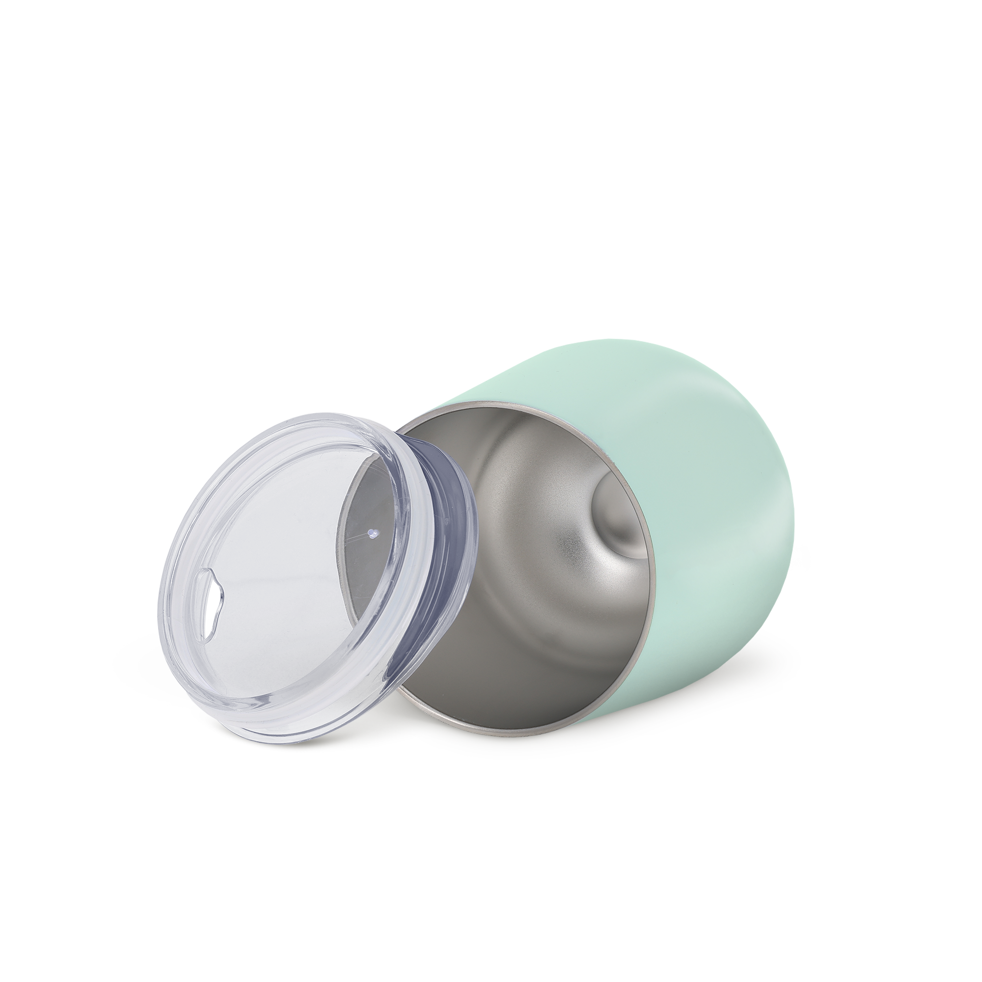 Tasse de voyage personnalisée vert menthe avec couvercle, intérieur acier inoxydable, pour emporter sa boisson partout