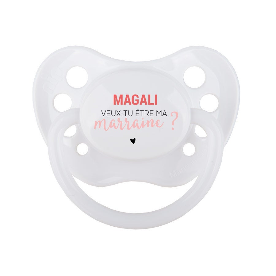 Tétine marraine avec prénom - Blanc