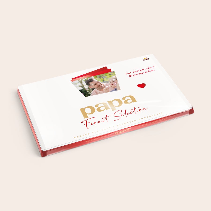 Chocolat Merci Finest Selection avec carte de vœux Mélange de chocolats Merci Finest Selection avec carte personnalisée - 400 grammes imprimée d'une photo et d'un message