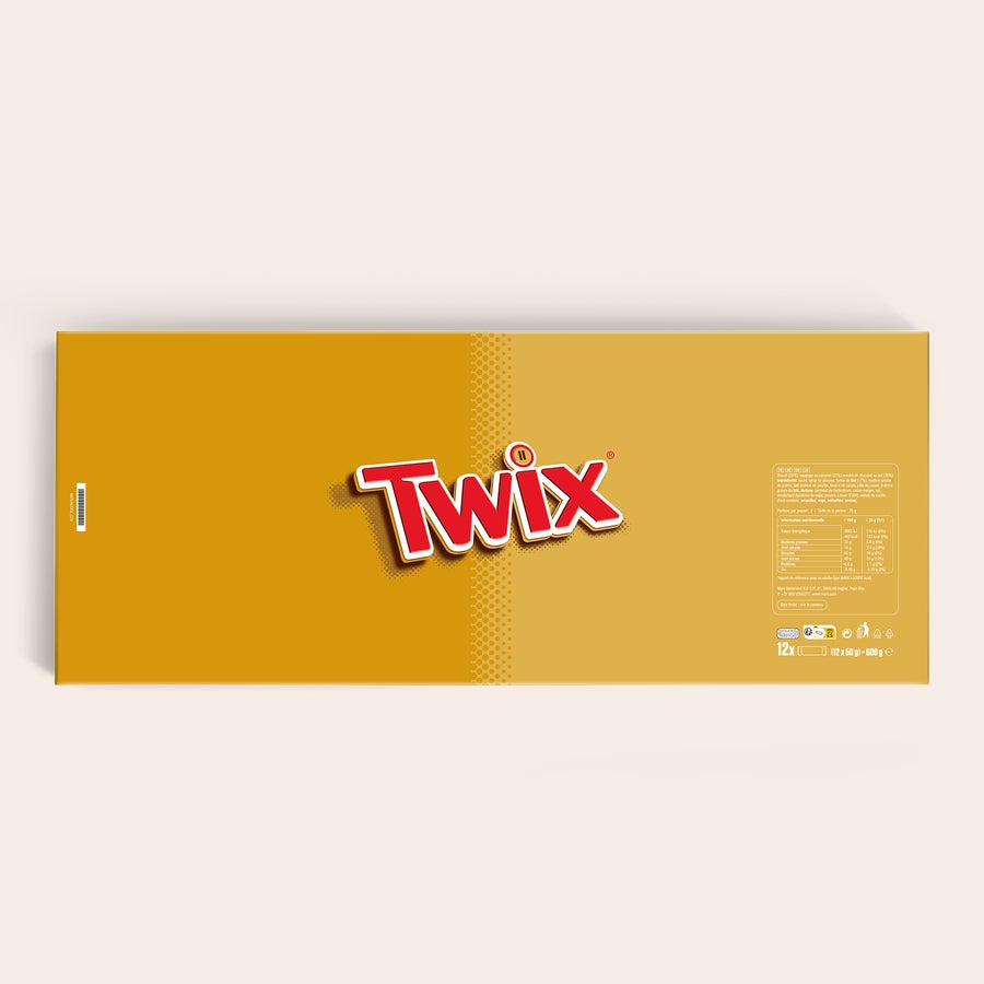 Méga barre Twix XXL personnalisée Méga barre Twix XXL personnalisée, avec emballage imprimé avec un nom ou un message.