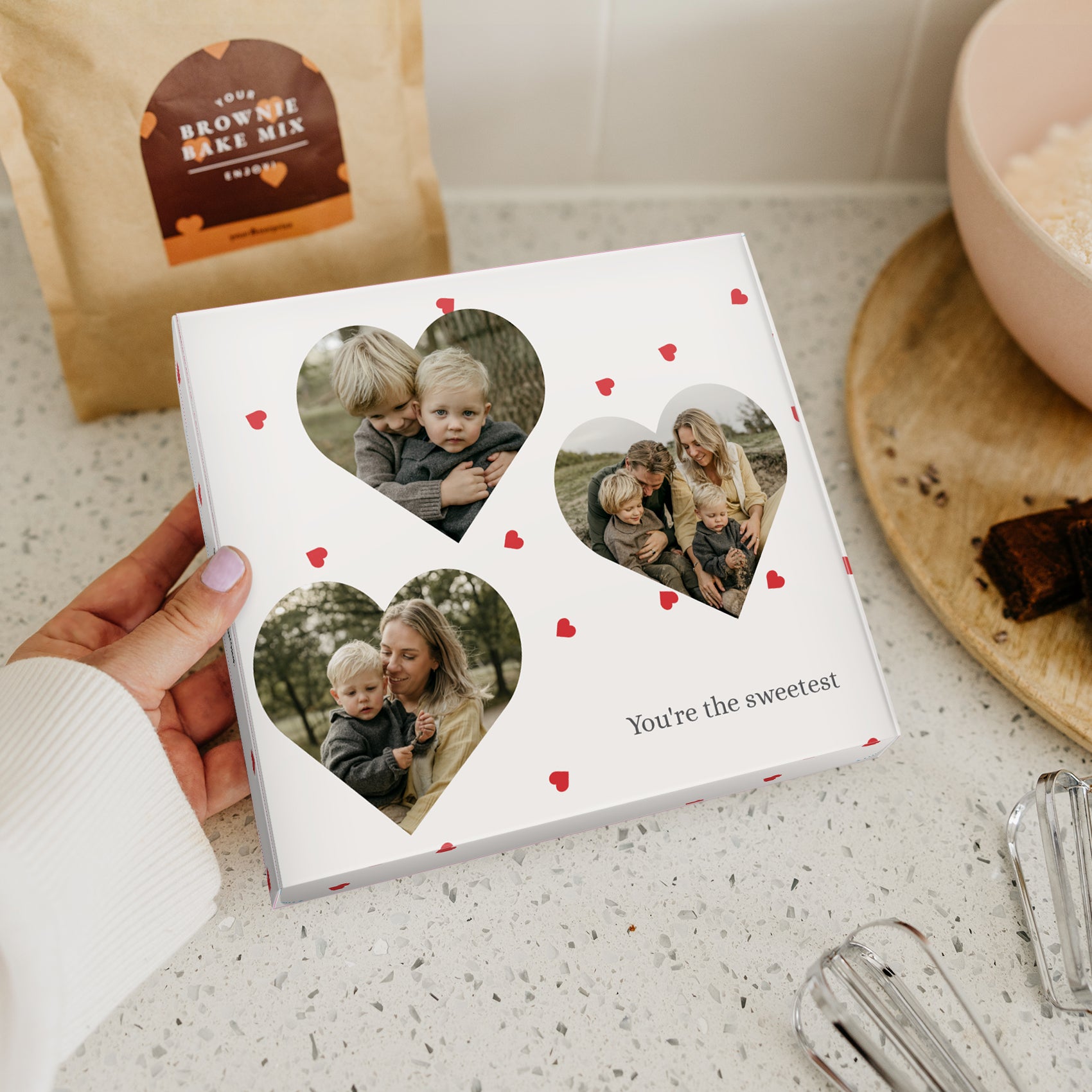 Mieszanka do pieczenia brownie w spersonalizowanym pudełku upominkowym
