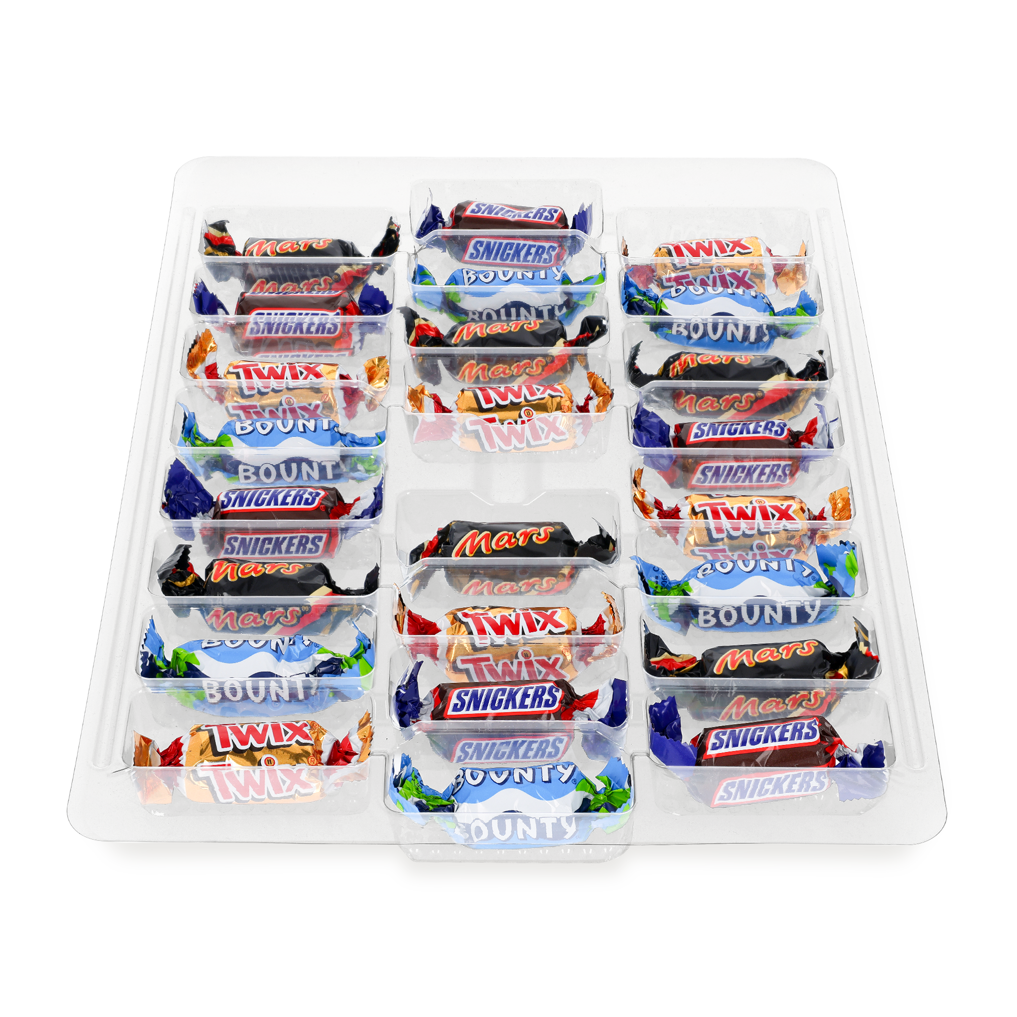 Gepersonaliseerde Mars Miniatures adventskalender vulling met diverse chocolaatjes