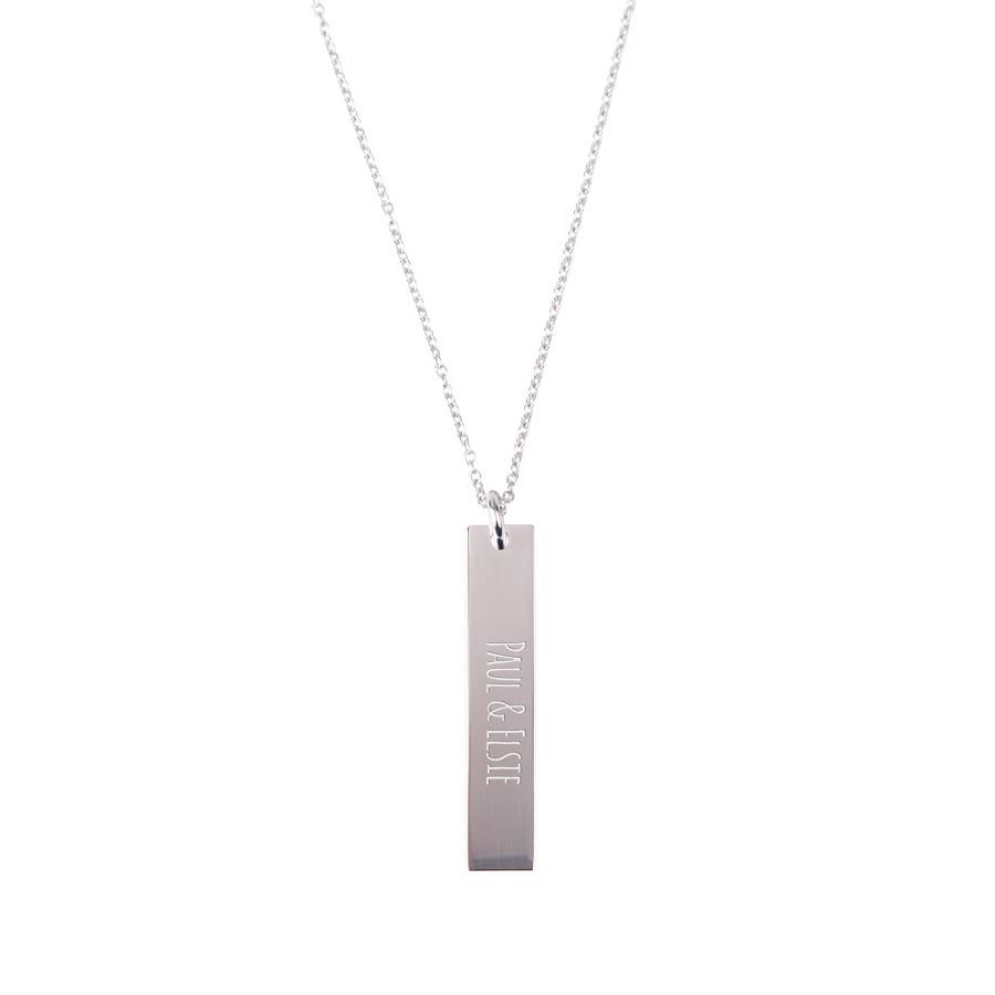 Flat bar necklace with name