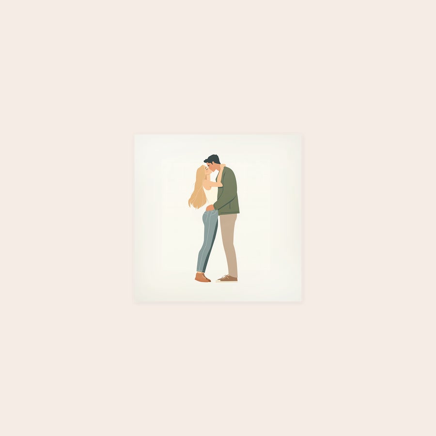 Poster photo prints Custom poster photo print featuring an illustration of a couple kissing