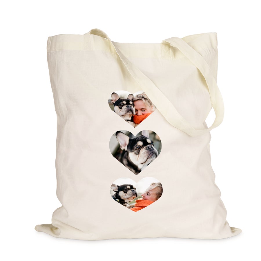 Mulepose med tryk - Naturlig