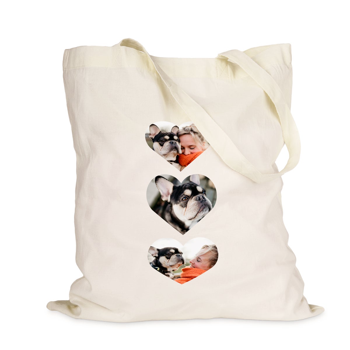 Bawełniana torba ze zdjęciem i tekstem- beżowa