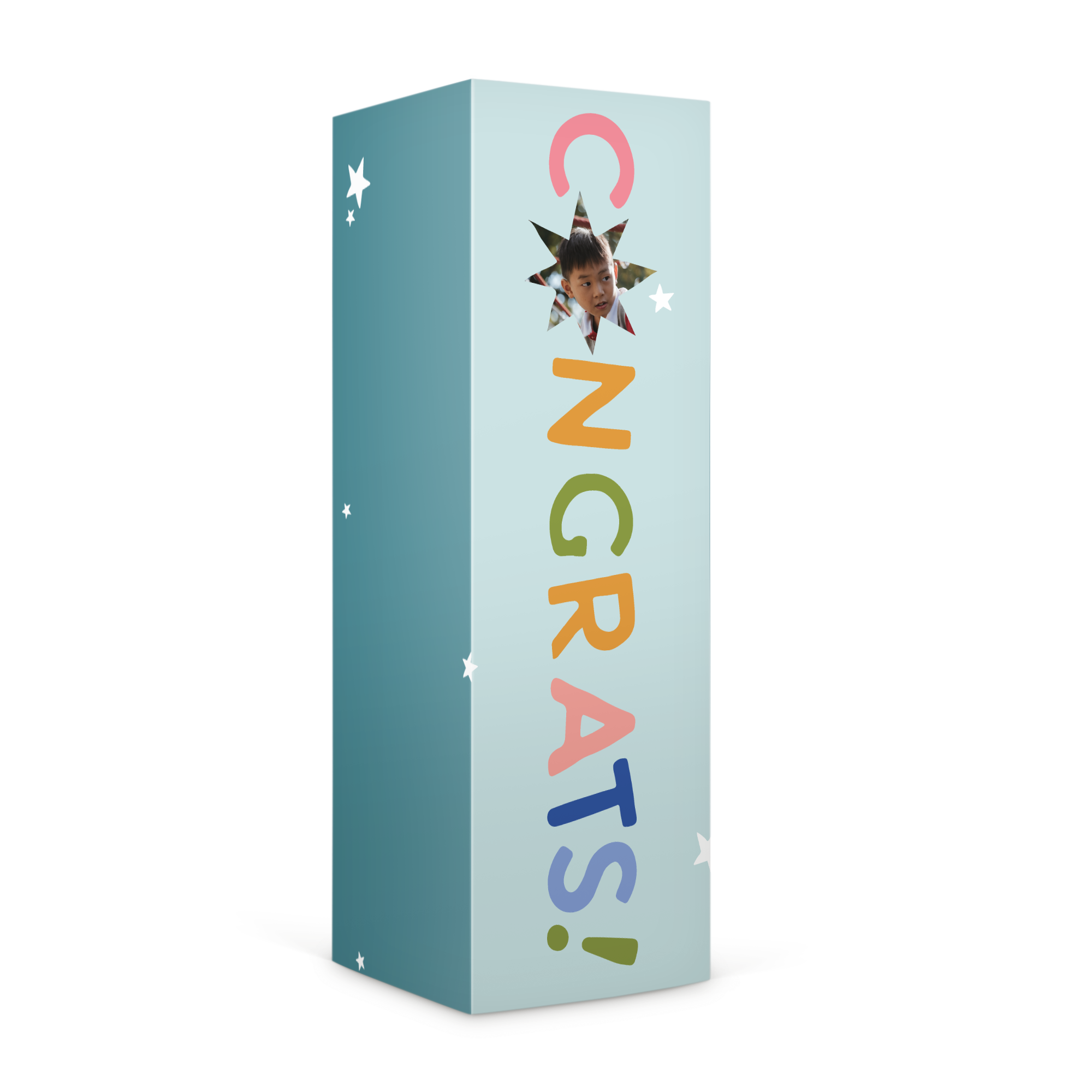 Gepersonaliseerde Lollipops Gift Box met foto van kind en de tekst CONGRATS! erop geprint