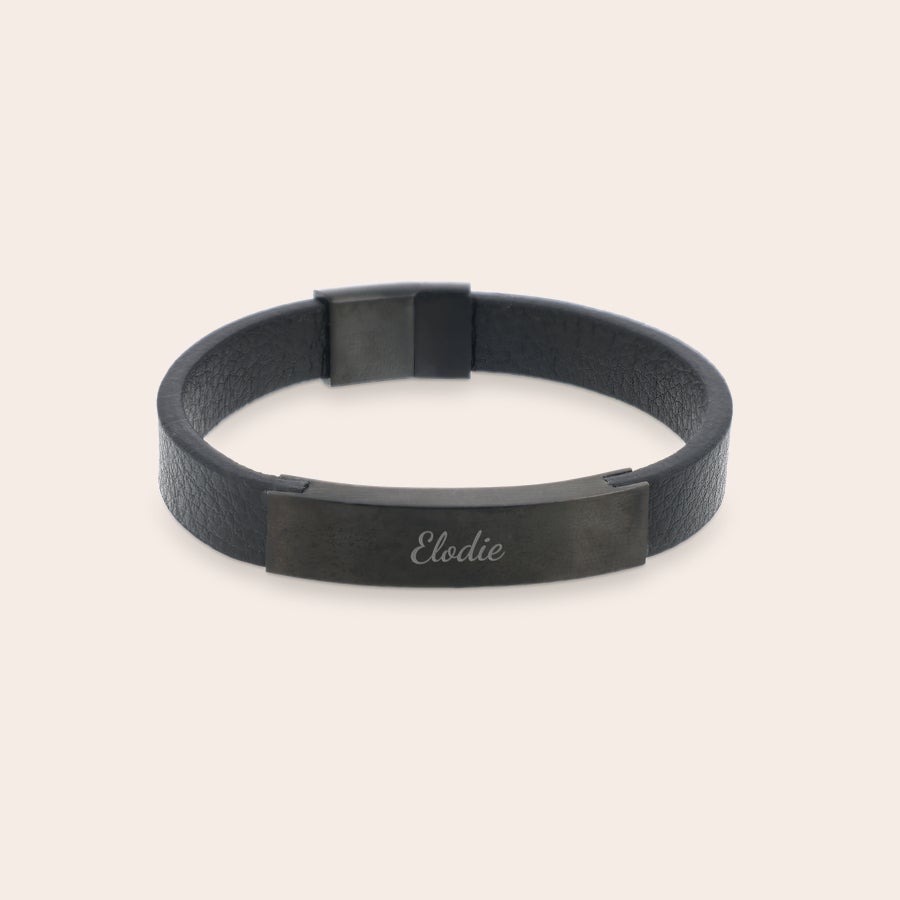 Bracelet Homme Cuir Personnalisé Gravé - 2 à 6 Noms Sur Perles - Cadeau Parfait