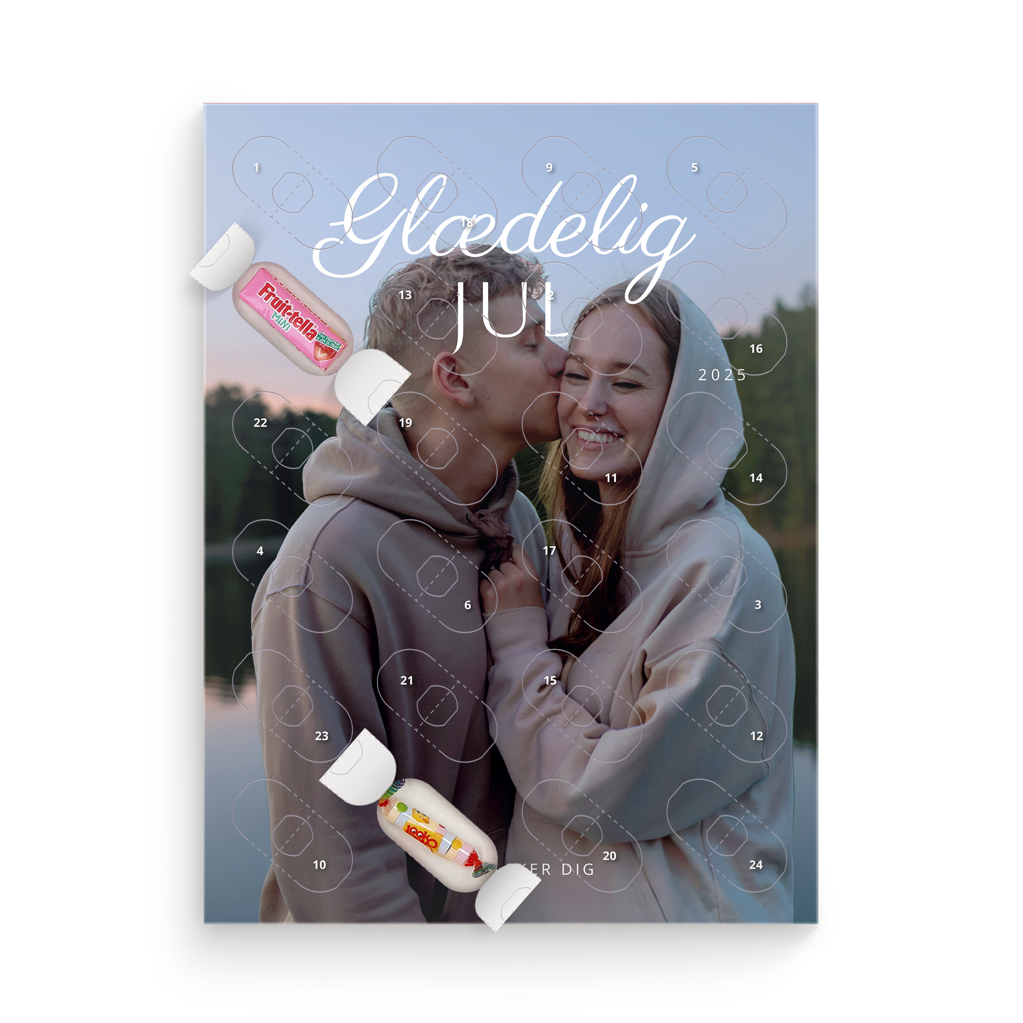 Personaliseret nedtællingskalender med slik