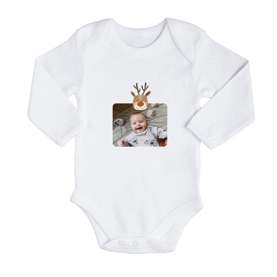 Personalised baby romper - Baby's first Christmas - White - 50/56