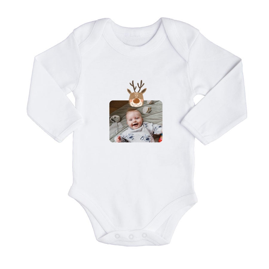 Personalised baby romper - Baby's first Christmas - White - 62/68