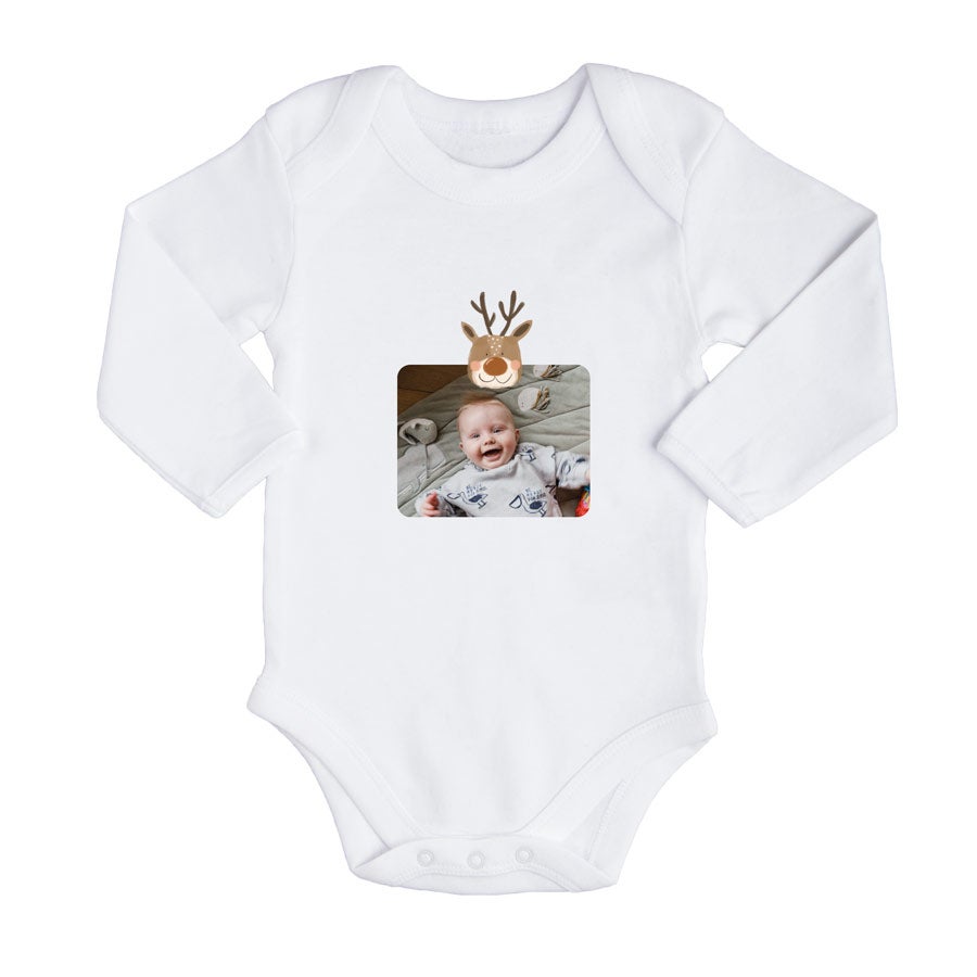 Personalised baby romper - First Christmas - White - 74/80