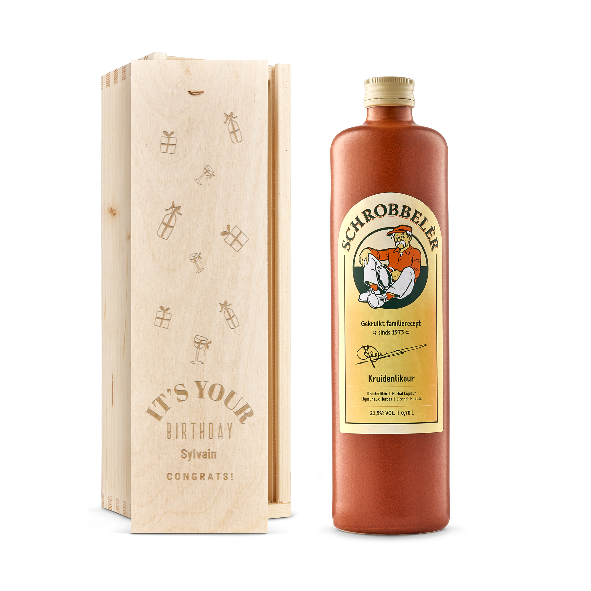 Liqueur Schrobbelèr - Coffret gravé