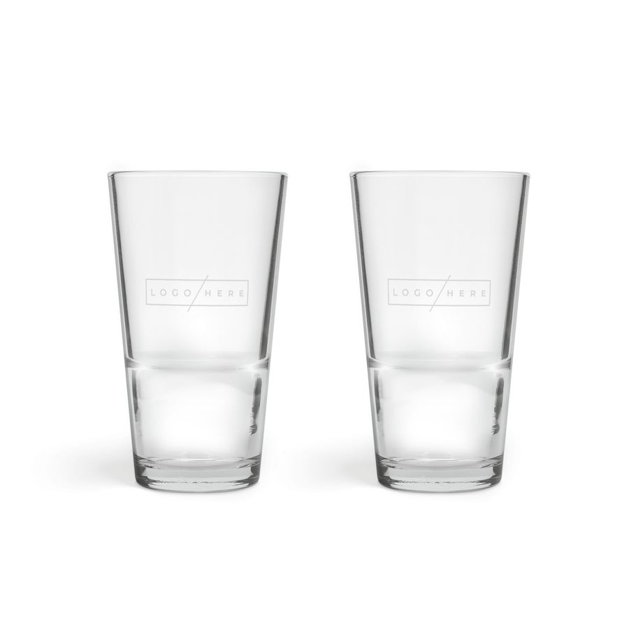 Szklanka 340 ml Dwie puste szklanki do piwa z przezroczystego szkła grawerowane laserowo z napisem Logo Here