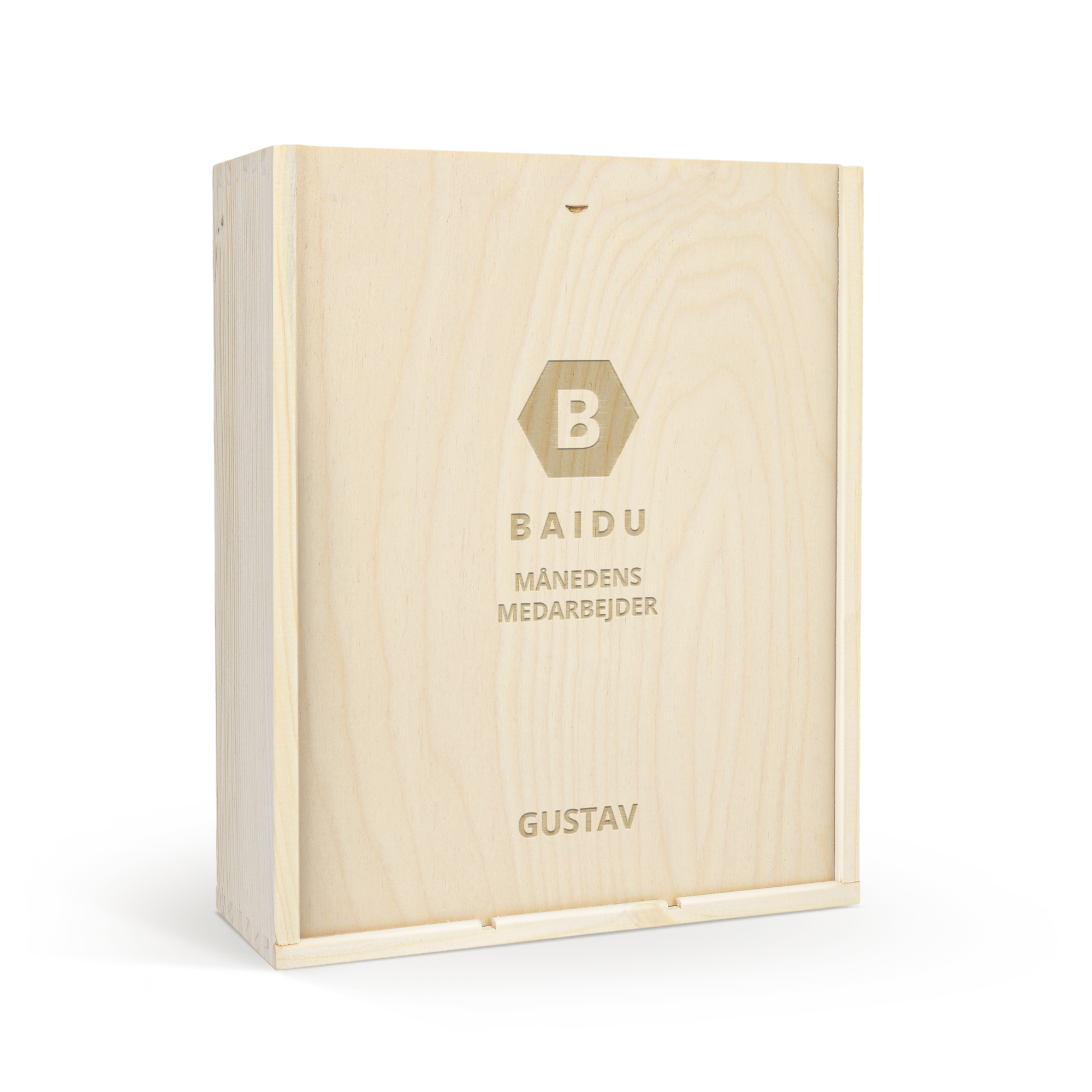 Vin gaveæaske med personlig etikette og trækasse - Maison de la Surprise (rød/hvid/rosé)