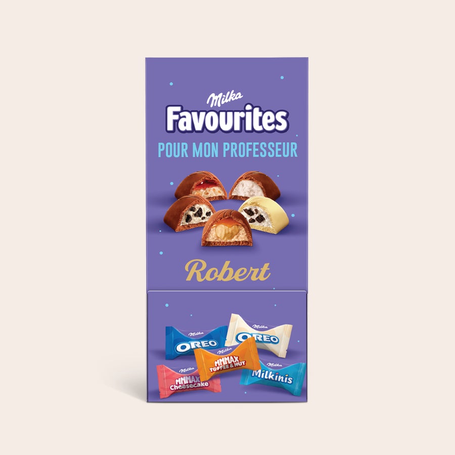Distributeur de chocolat Milka Favourites Distributeur de chocolat Milka Favourites personnalisé "Pour mon professeur" avec le nom Robert imprimé