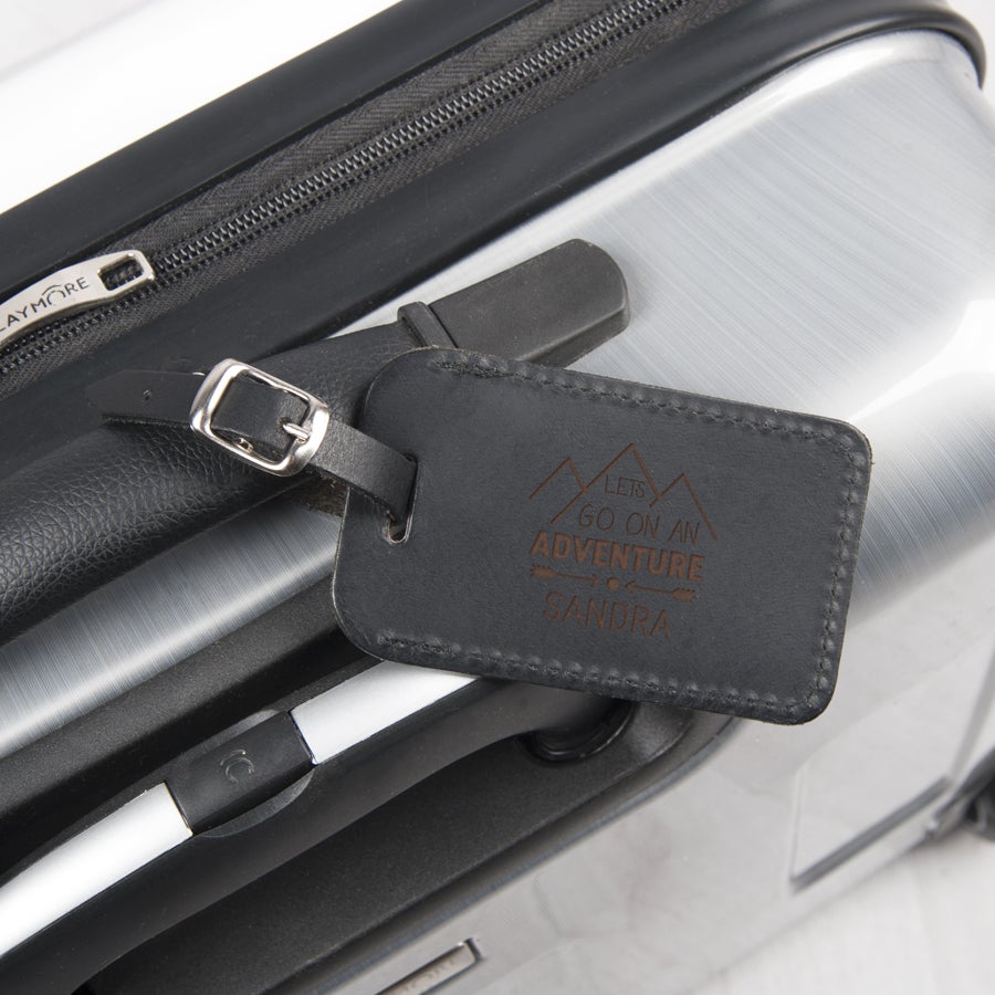 Kofferanhänger mit Gravur Leder Schwarz  - Onlineshop YourSurprise