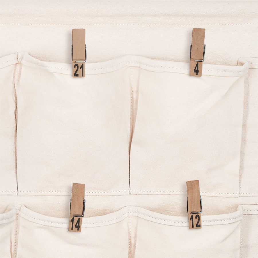 Calendario dell'Avvento tascabile in tessuto Calendario dell'avvento in tessuto con tasche personalizzabili e mollette numerate, per il conto alla rovescia fino al Natale