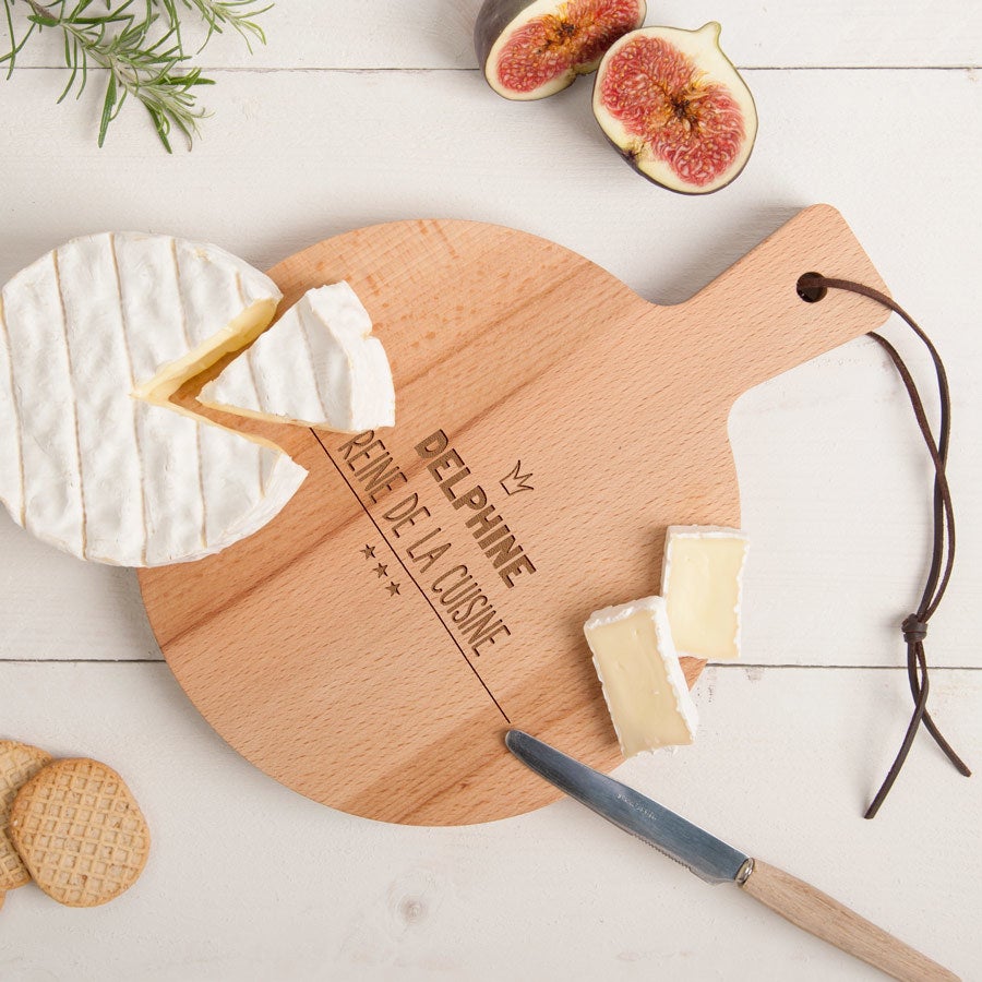 Plateau à Fromage Gravurable | Bois Hêtre | Avec 4 Couteaux | Cadeau Personnalisable