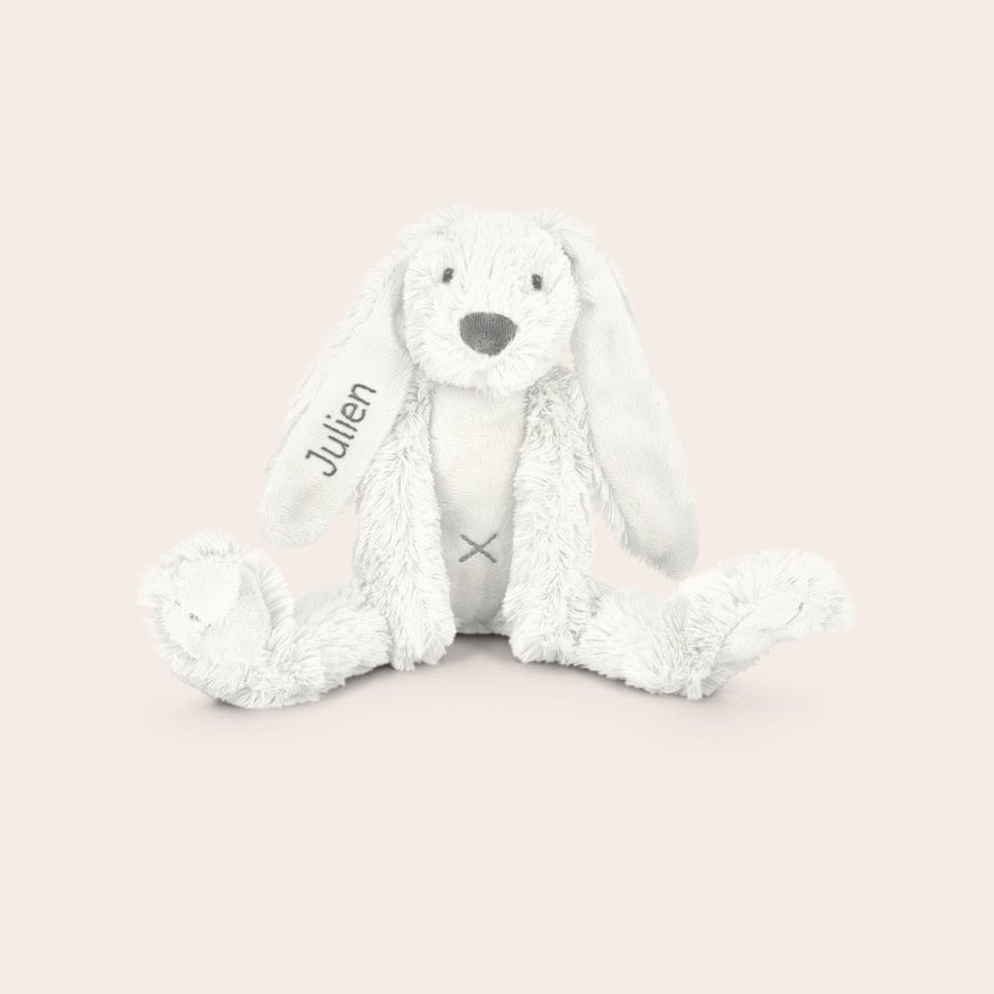 Peluche lapin personnalisé - Happy Horse Peluche Lapin Richie blanche personnalisée avec le prénom Julien brodé sur l'oreille