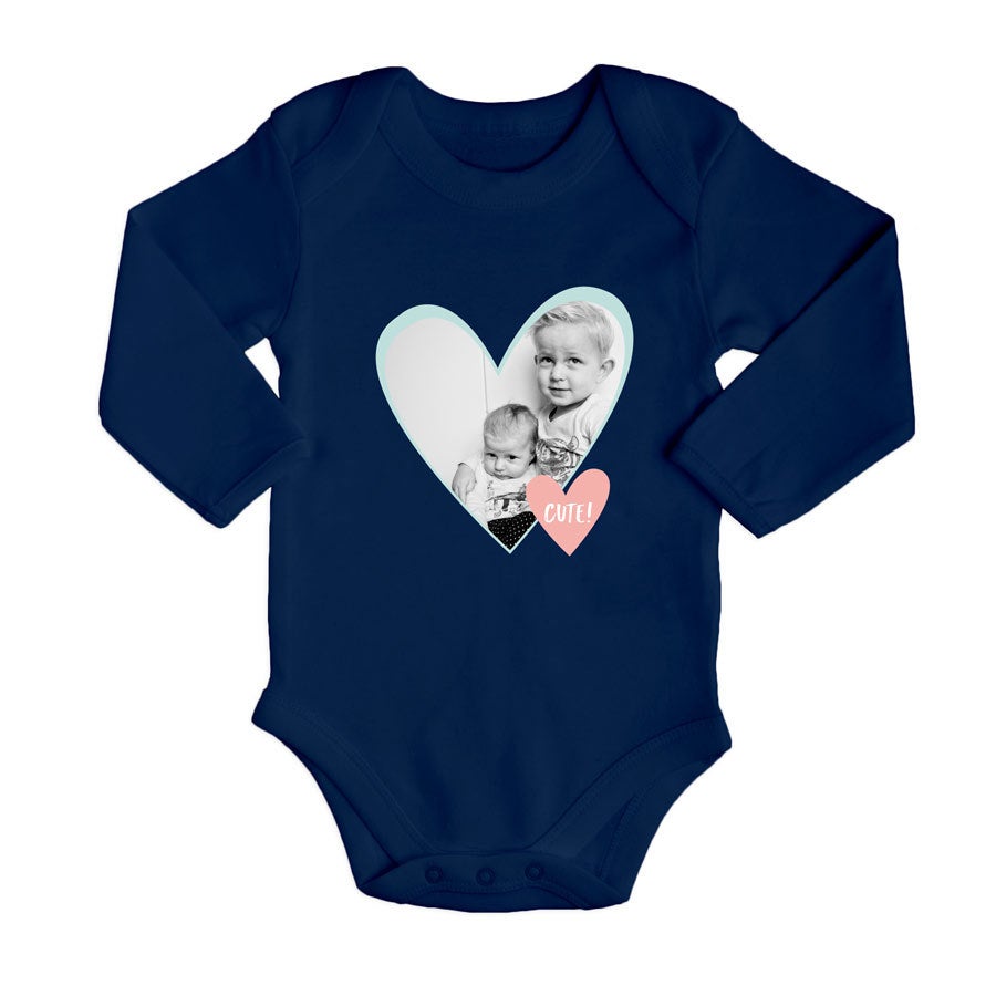 Personalised baby romper - Long sleeves - Navy - 62/68