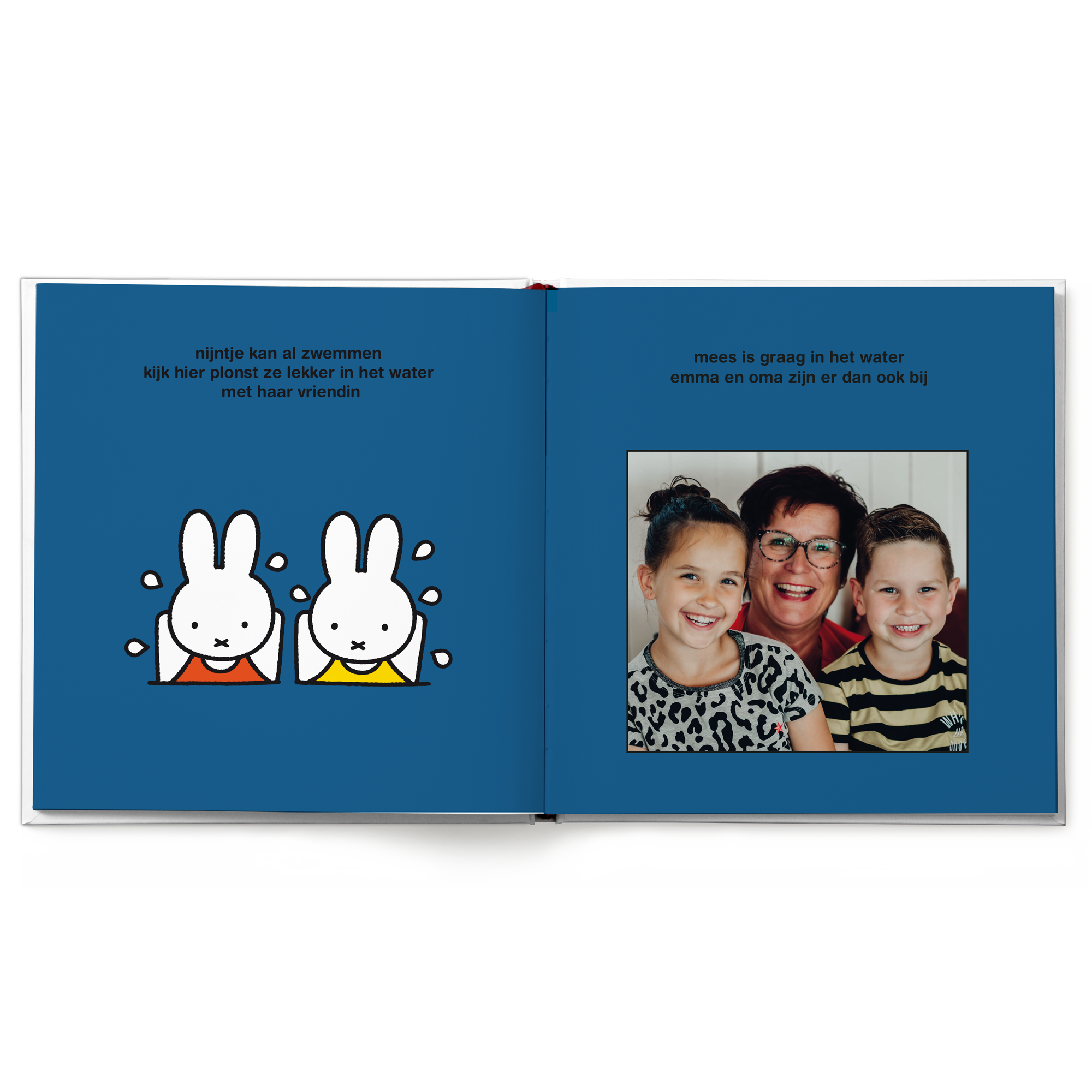Dit Nijntje boek met een gepersonaliseerde foto van Emma, Mees en hun oma tovert een lach op het gezicht van jouw kindje!