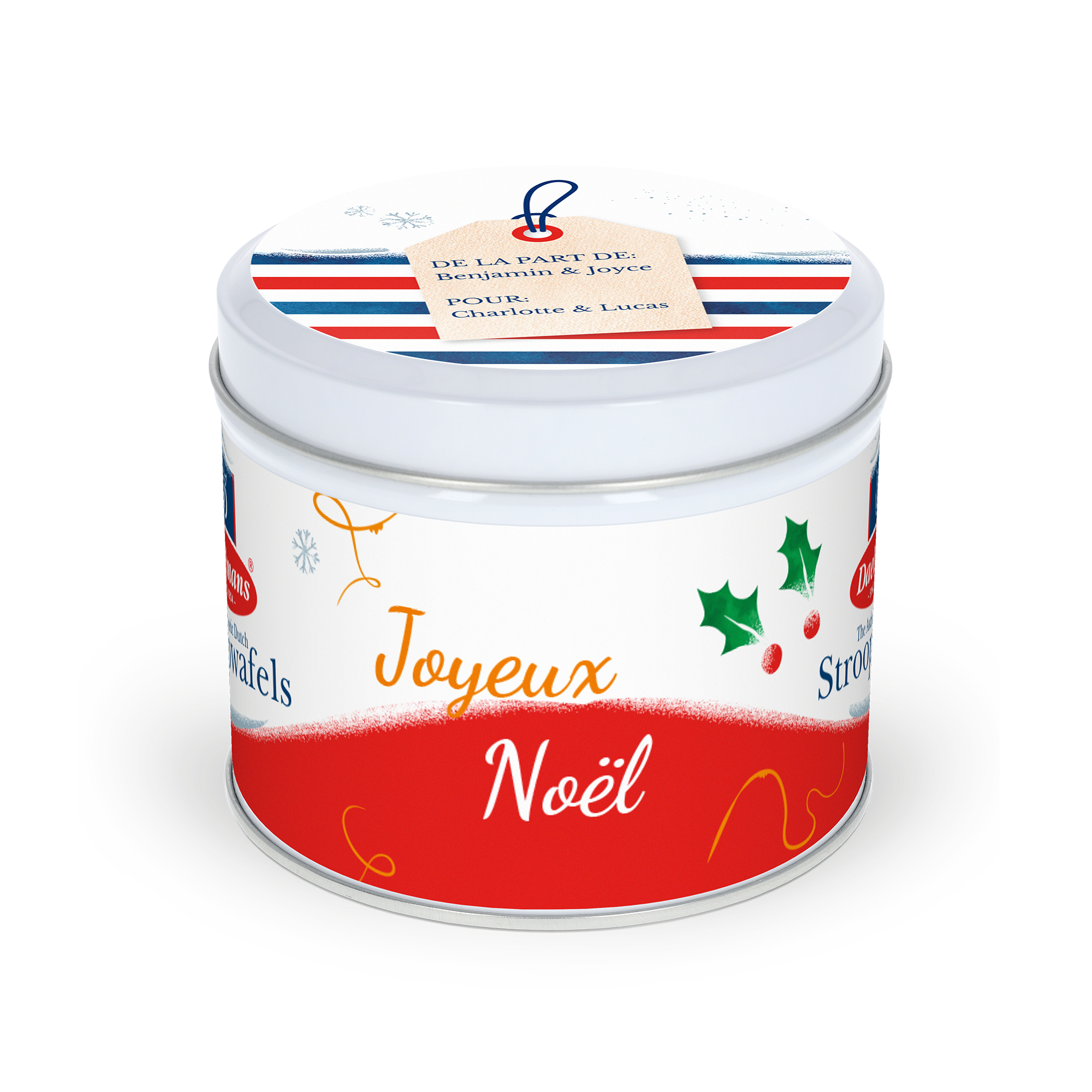 Boîte à stroopwafels avec couvercle imprimé - Ronde - x12