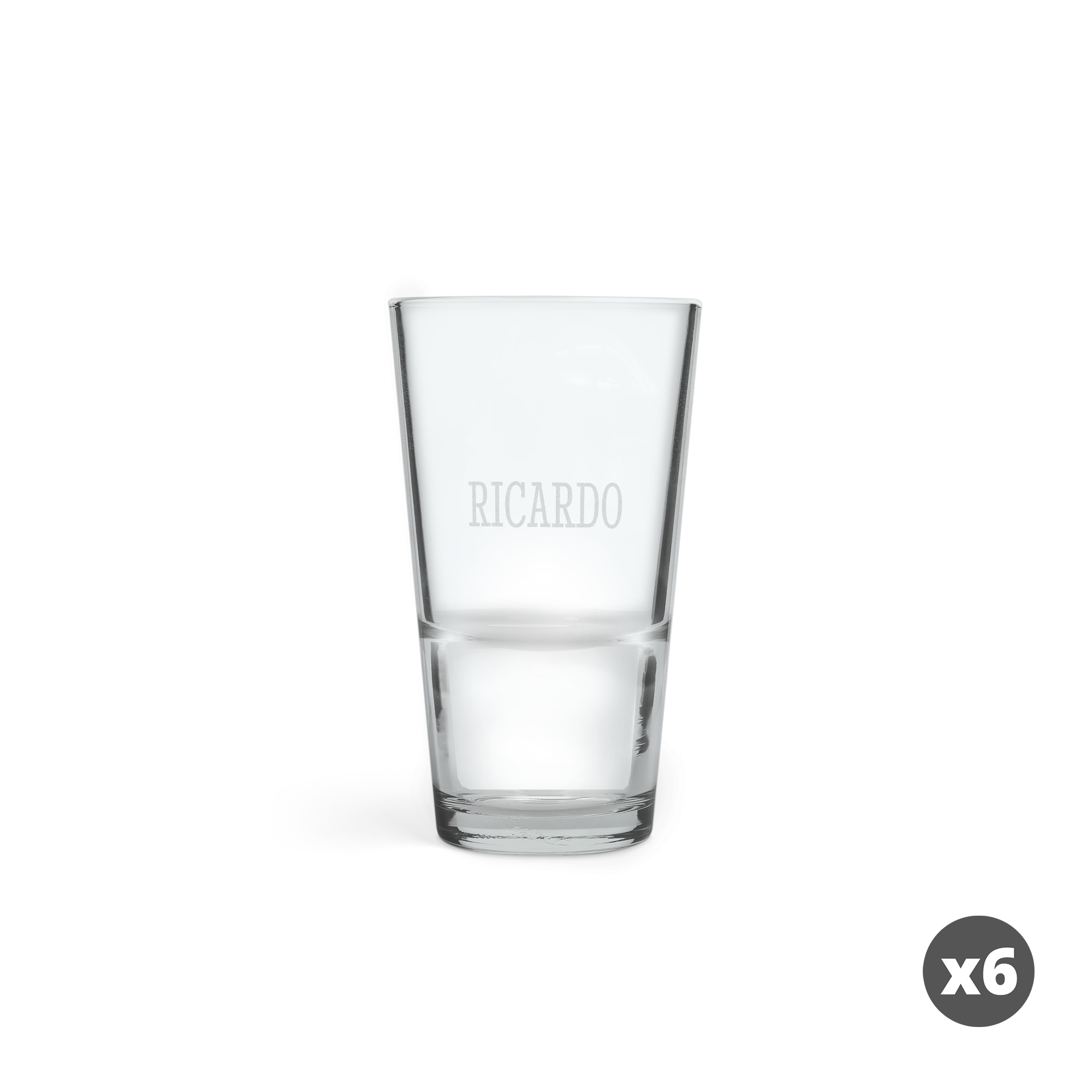 Halbpintglas, graviert mit dem Namen 