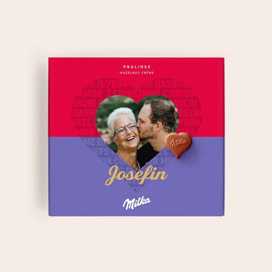 Personliga Milka presentförpackning - Kärlek Personliga Milka presentförpackning - Kärlek