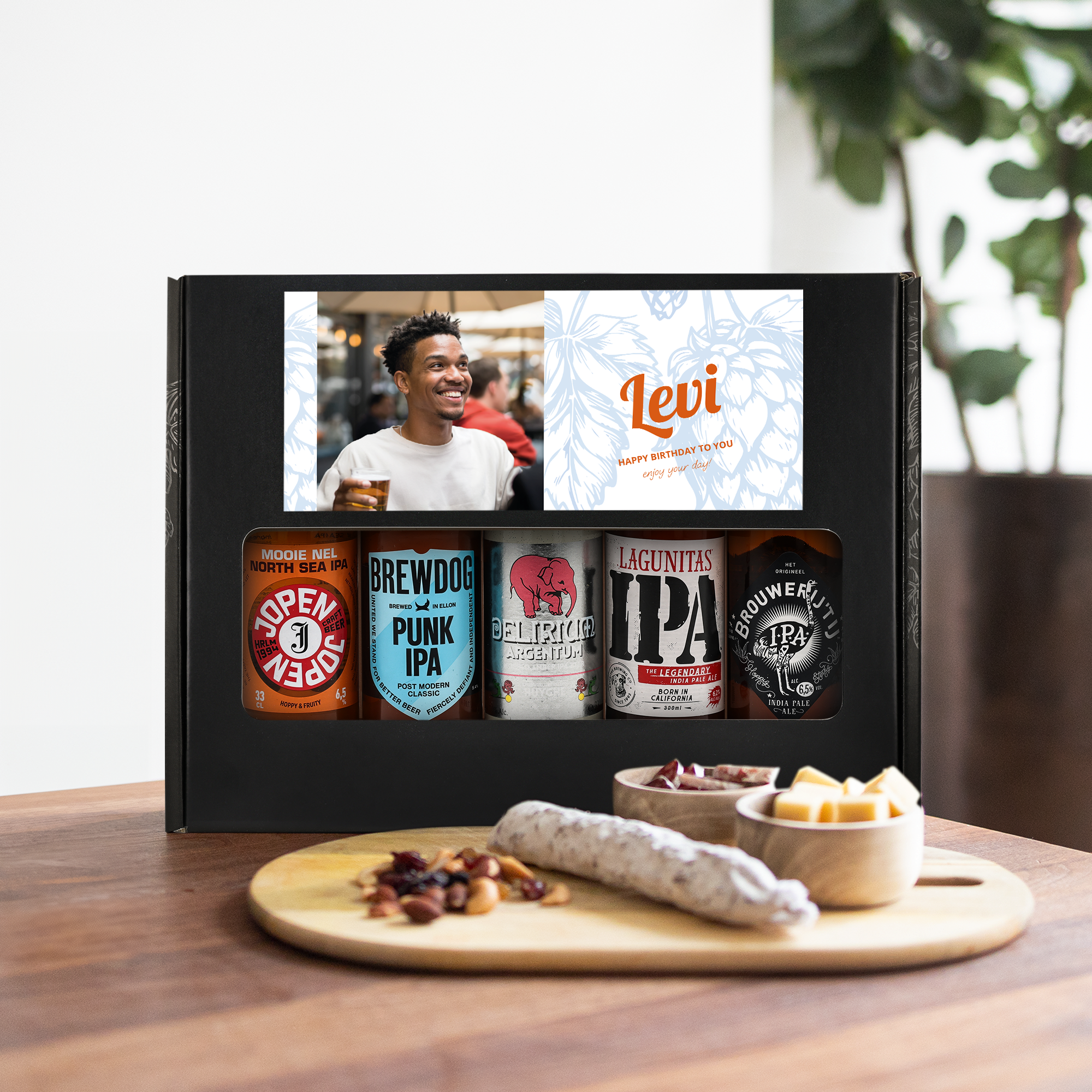 Packs de cerveza internacional con foto y texto