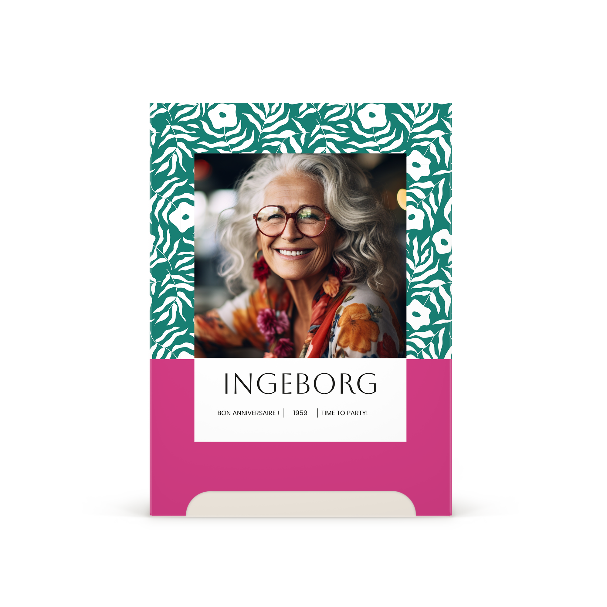 Coffret cadeau Kneipp bien-être personnalisé imprimé avec une photo et le texte Ingeborg Bon Anniversaire 1959