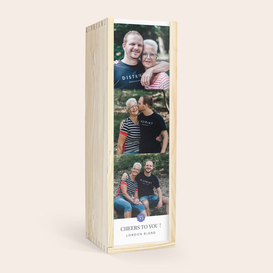 Graham's Personalizzato - The Tawny Reserve Regala una bottiglia di Graham's The Tawny Reserve in un astuccio di legno personalizzato con tre foto e la scritta Cheers to you