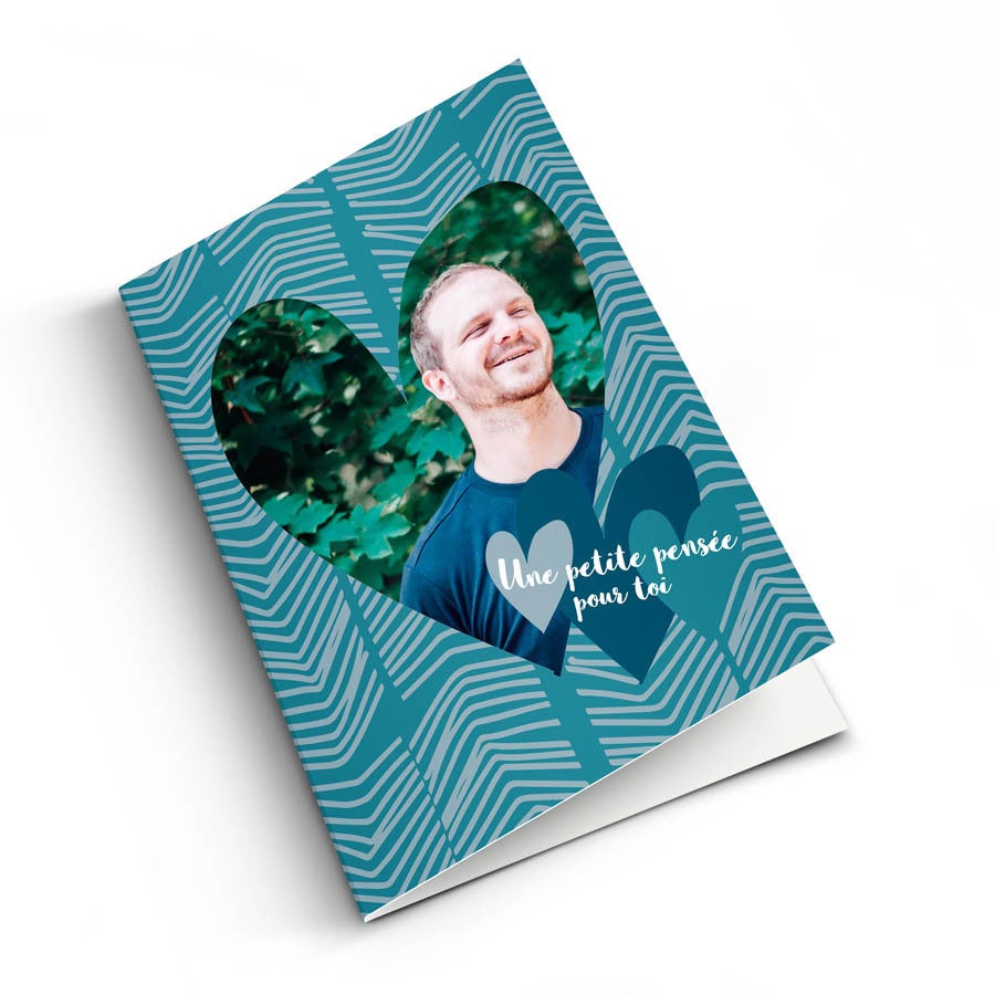 Carte personnalisée "Je pense à toi" - M - Vertical