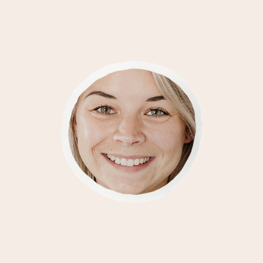 ItsieMe - Bunny Cabeza ItsieMe extraíble para peluche con foto de mujer rubia sonriente, personalizada para tu osito ItsieMe.