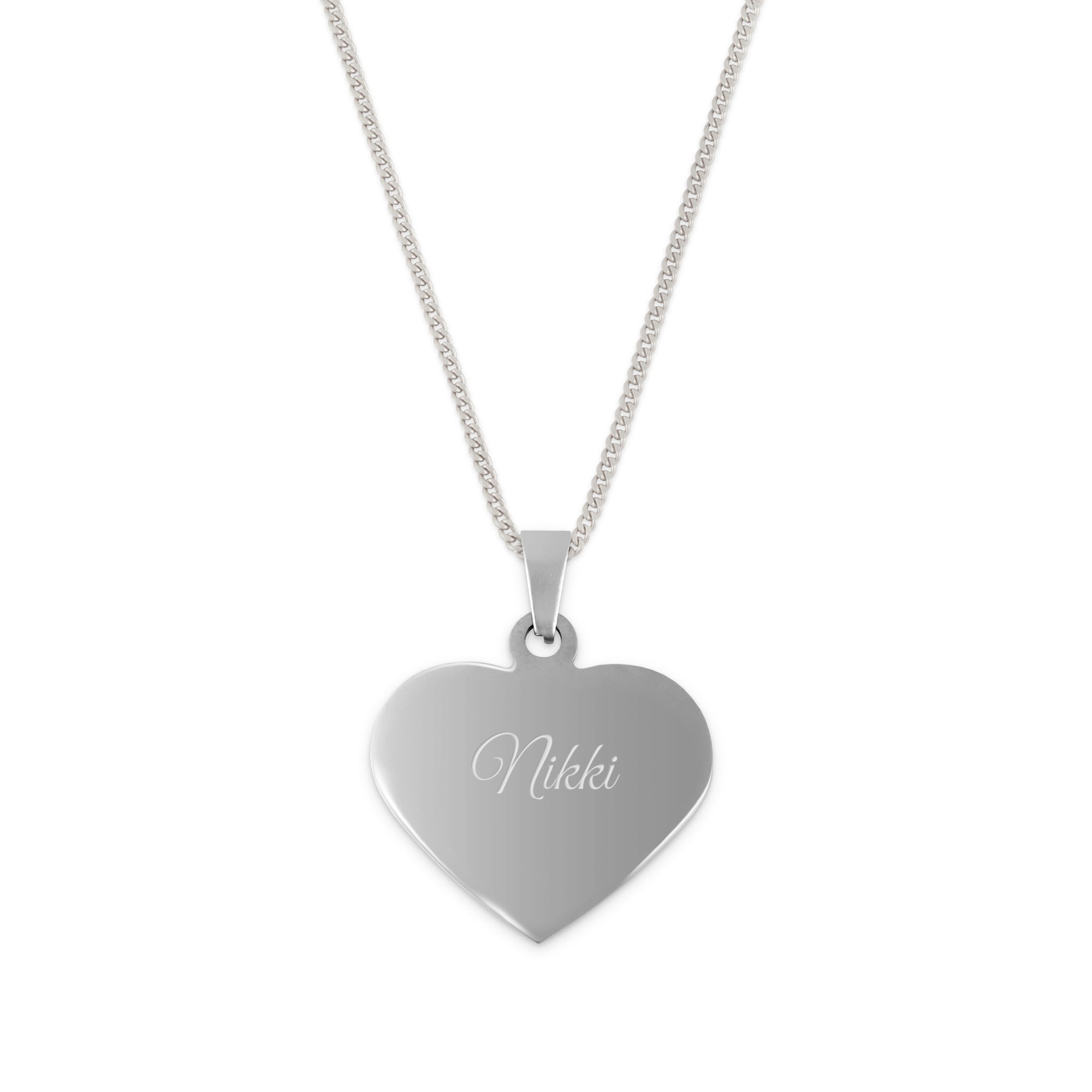 Hart ketting met naam - zilver