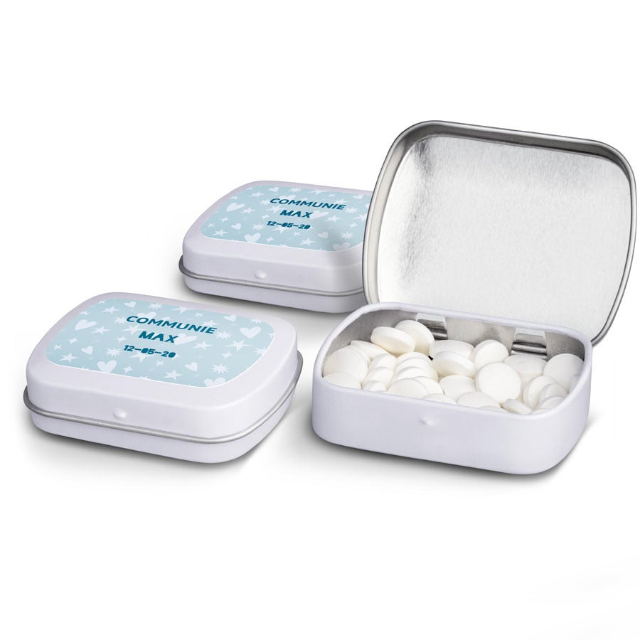 Pepermuntjes in blikje met foto en/of naam - 60 stuks