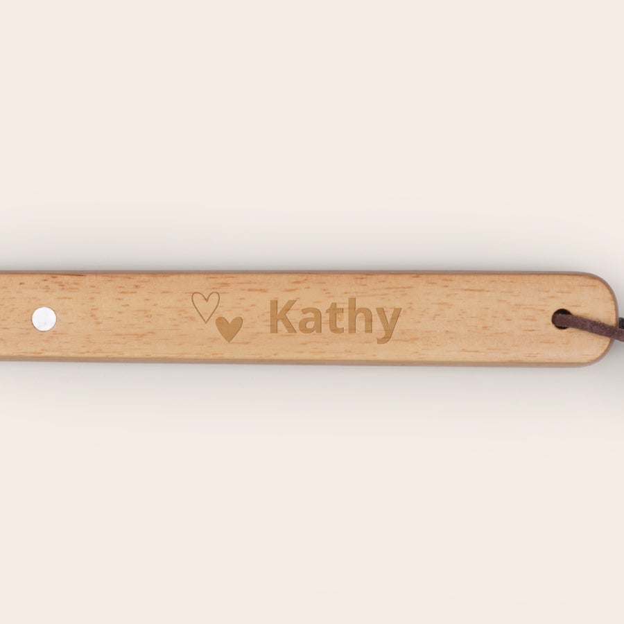 Personalised BBQ tools Personalised BBQ fork with engraved name Kathy and two hearts