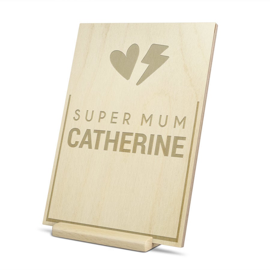 Personalised greeting card - Wood - Mother's Day - Portrait