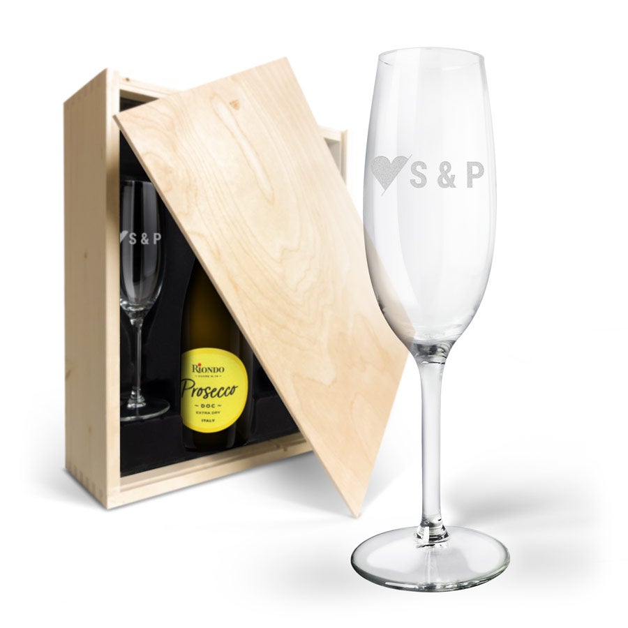 Personalised Champagne gift set - Riondo Proscecco Spumante