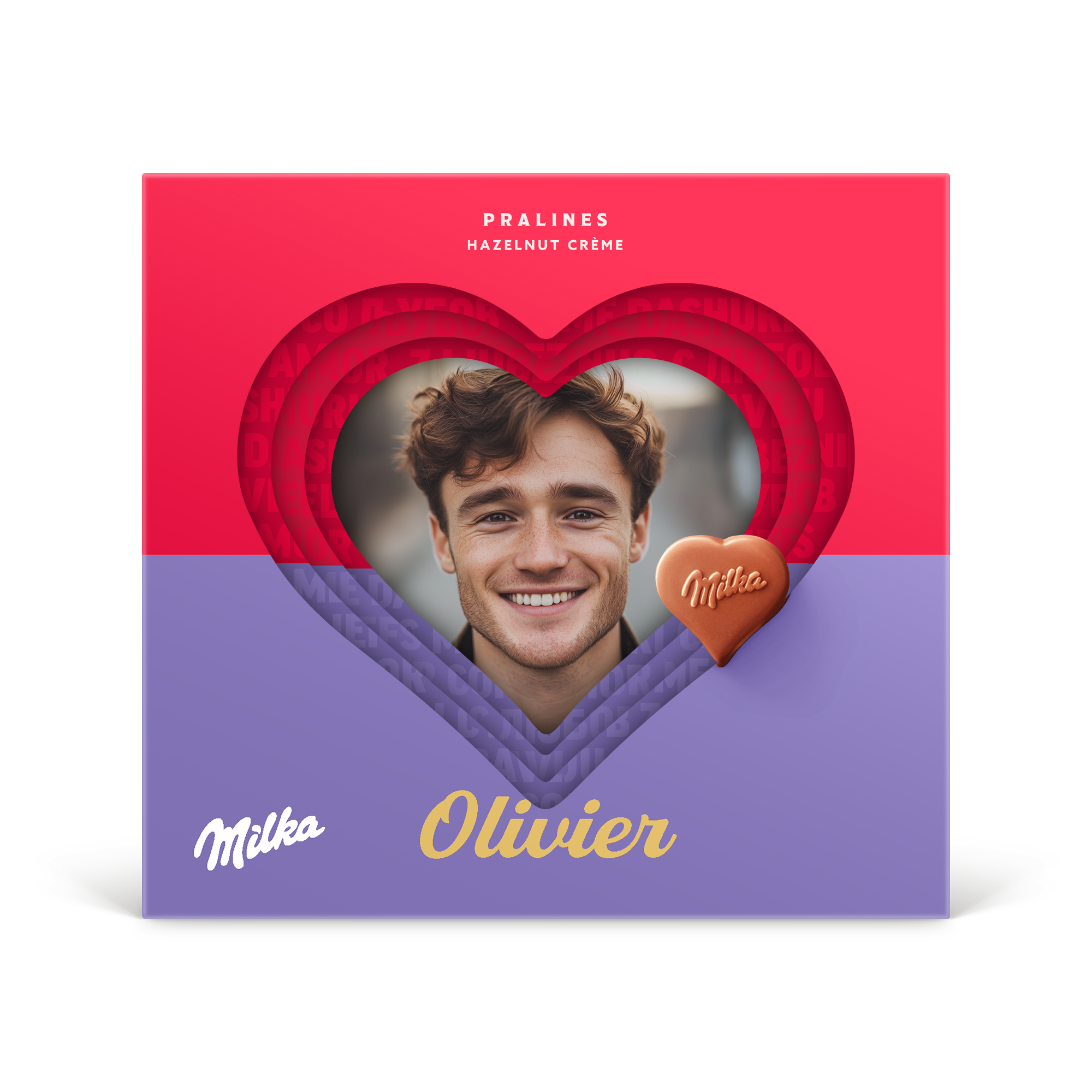 Milka hartjes in 3D chocolade doos