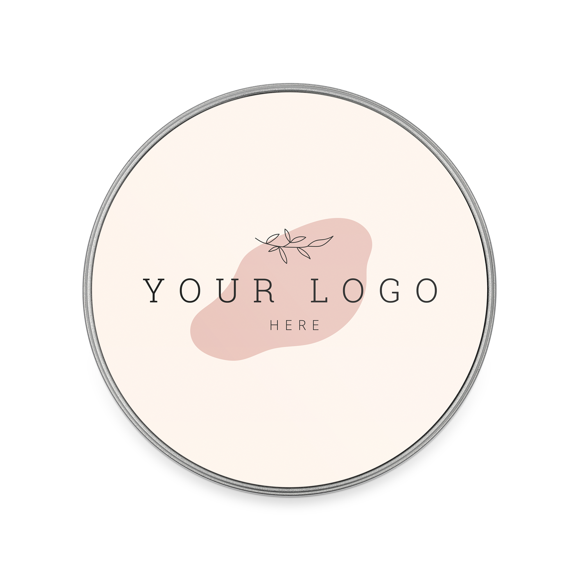 Rond bewaarblik met bedrukbare deksel voor een eigen logo, naam of foto.