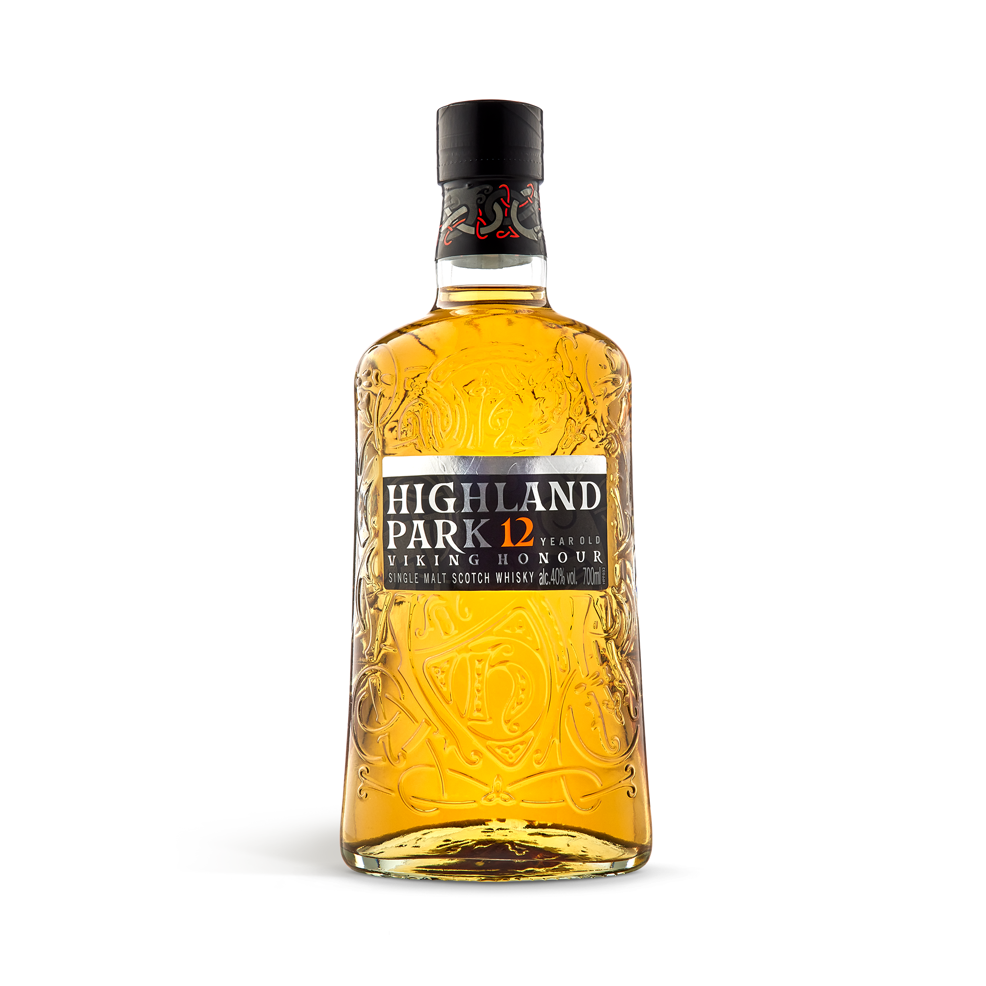 Lahev whisky Highland Park 12 Years v ryté dřevěné krabici s vlastním textem