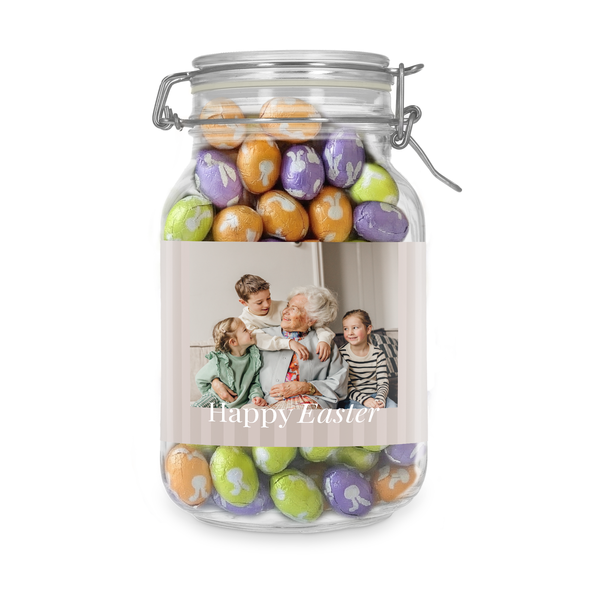 Borcan de dulciuri personalizat - Ouă de ciocolată