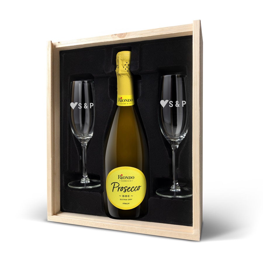 Personalised Champagne gift set - Riondo Proscecco Spumante