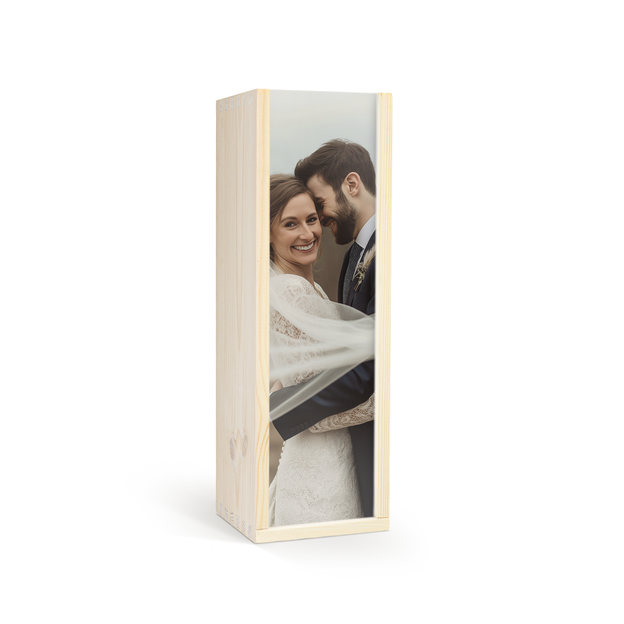 Caisse en bois personnalisée pour whisky Jack Daniels Honey avec photo de mariage imprimée