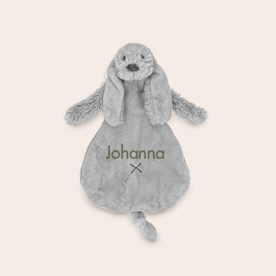 Doudou personnalisé pour bébé - Happy Horse Doudou pour bébé Richie lapin gris personnalisé brodé avec le prénom Johanna