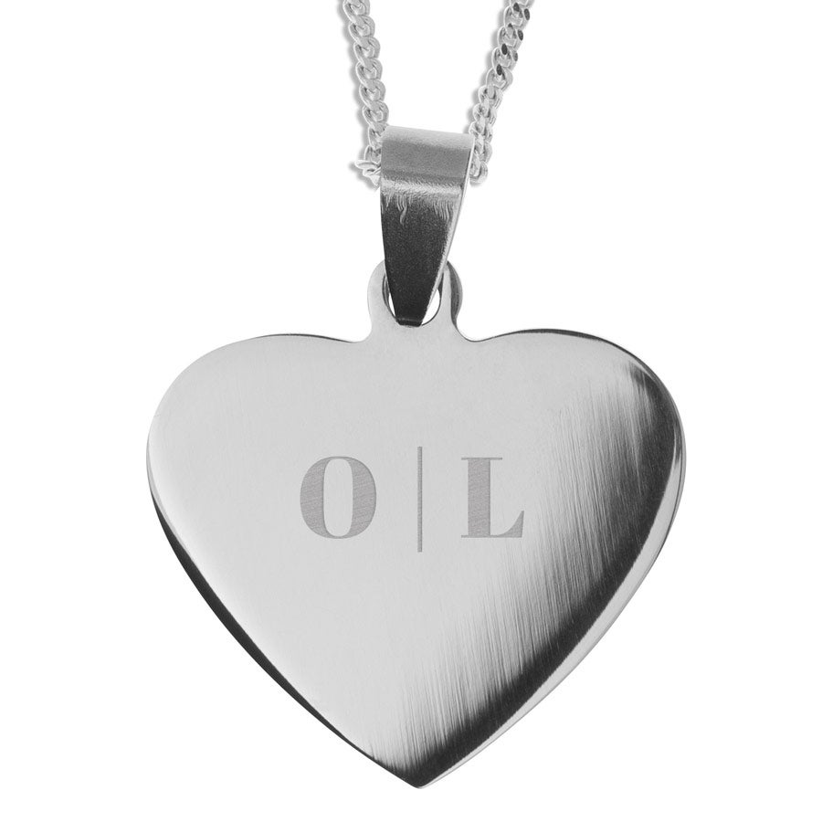 Personalised pendant - Heart - Name/Text - Silver colour